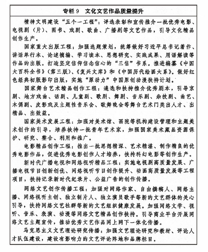 中共中央办公厅 国务院办公厅印发《&ldquo;十四五&rdquo;文化发展规划》